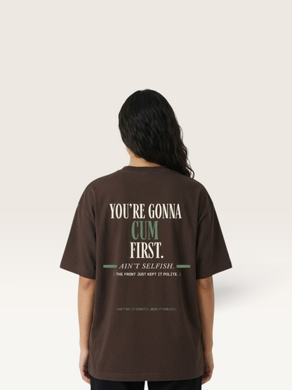 Coffee - YOU'LL LEAVE MARKS TEE, WEARCAPTION heavyweight oversized back view worn by woman