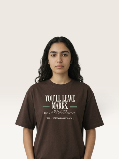 Coffee - YOU'LL LEAVE MARKS TEE, WEARCAPTION heavyweight oversized editorial view worn by woman
