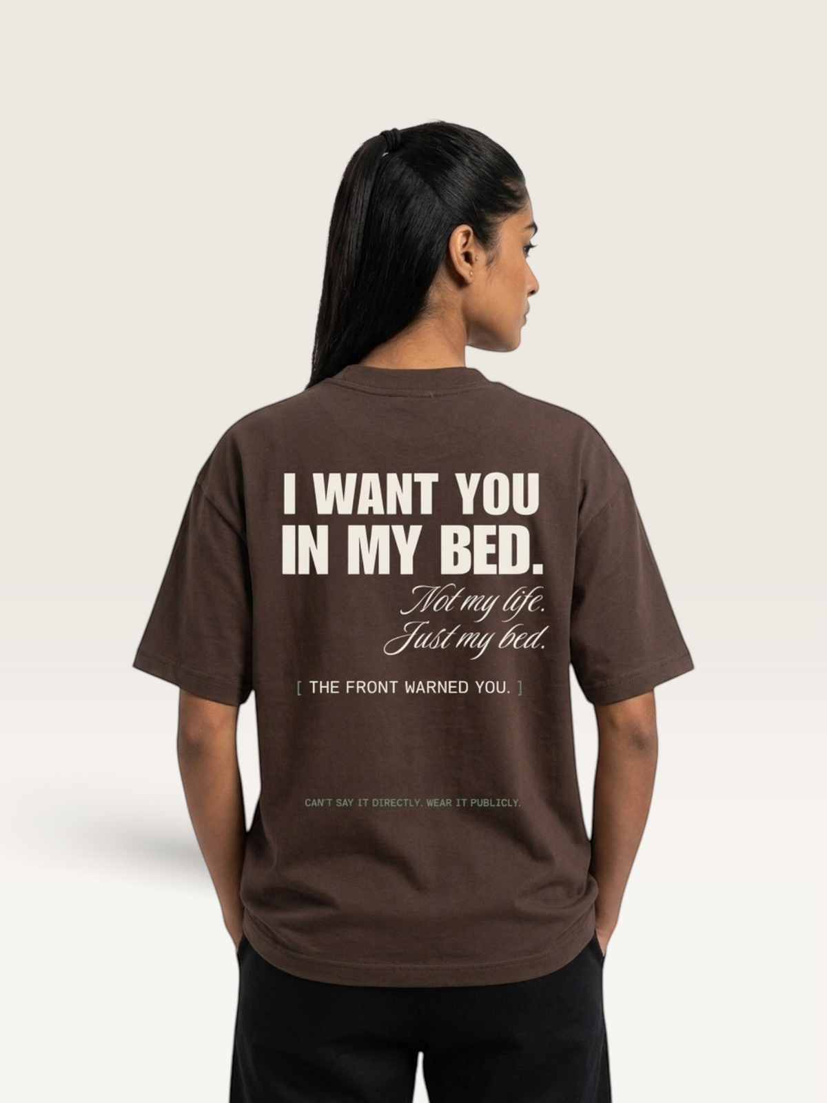 Coffee - DON'T READ MY BACK TEE, WEARCAPTION heavyweight oversized back view worn by woman