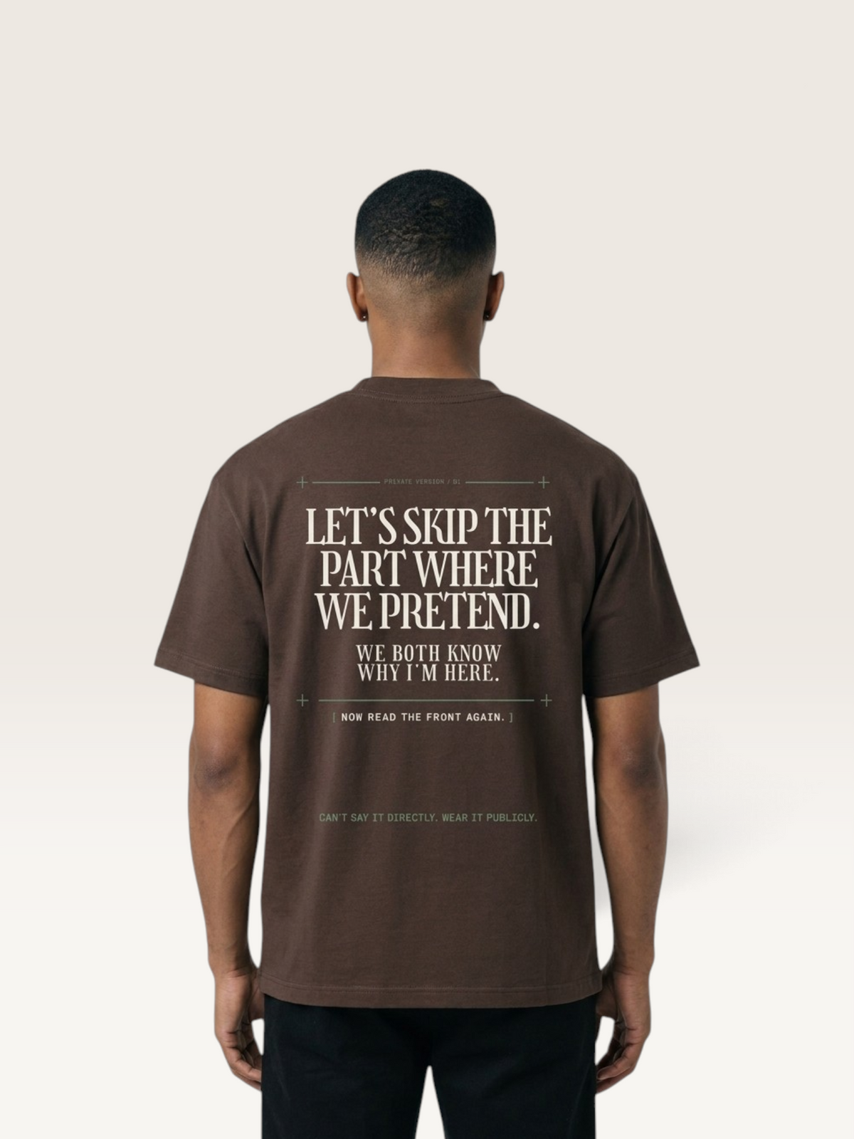 Coffee - I'LL STAY IF YOU ASK TEE, WEARCAPTION heavyweight oversized back view worn by man