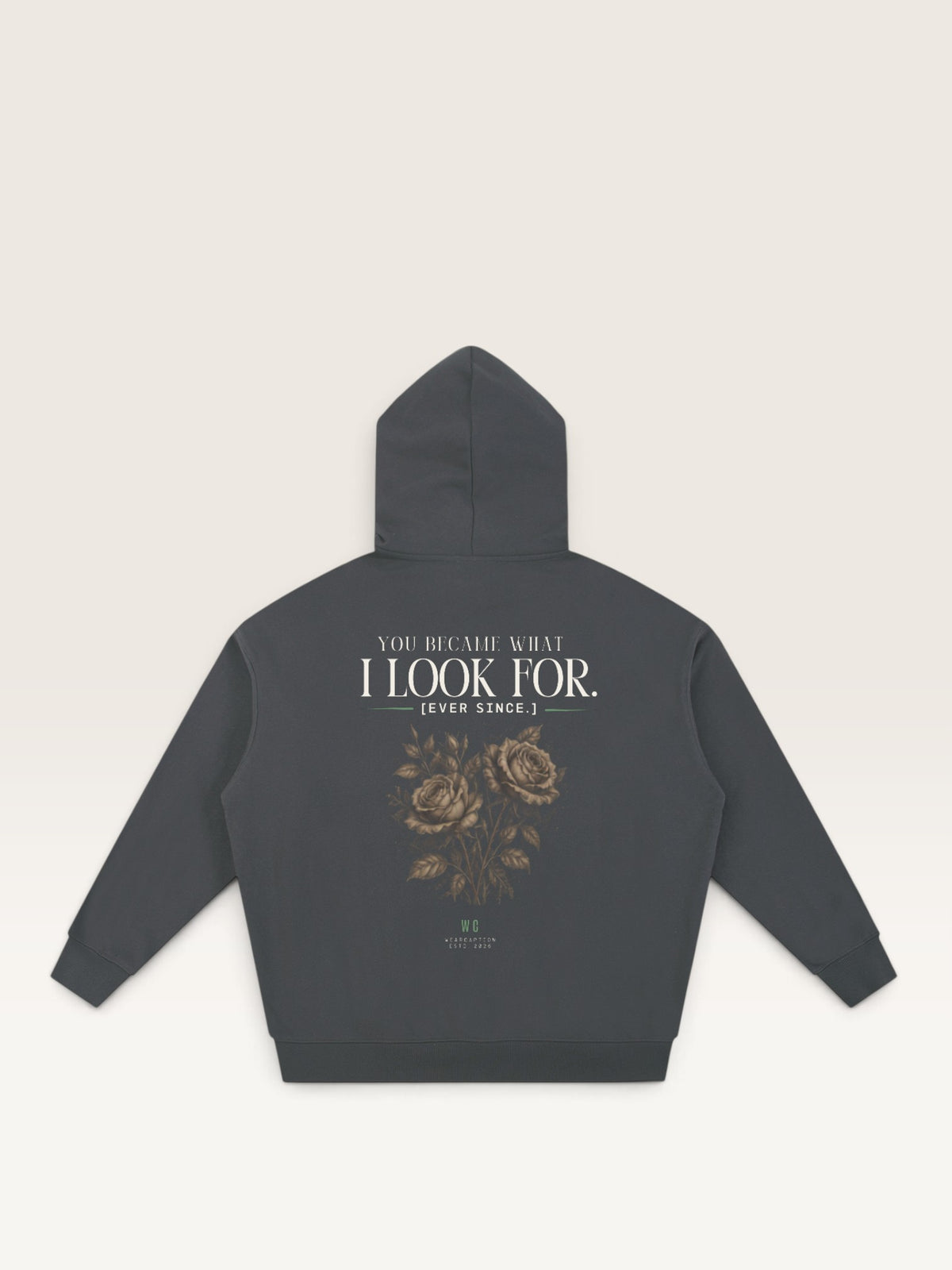 Dark Gray - YOU WEREN'T MY TYPE HOODIE, oversized heavyweight cotton-poly fleece