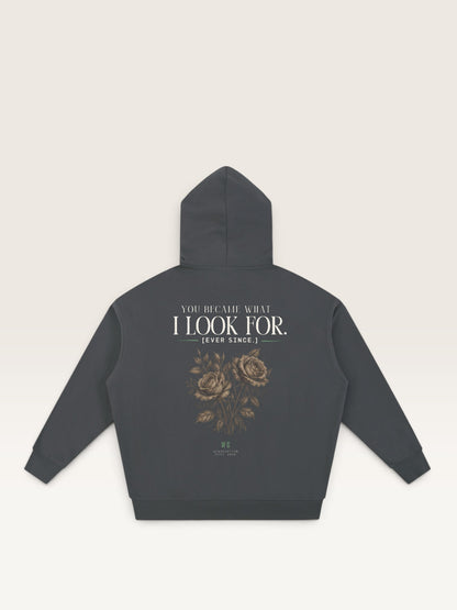 Dark Gray - YOU WEREN'T MY TYPE HOODIE, oversized heavyweight cotton-poly fleece