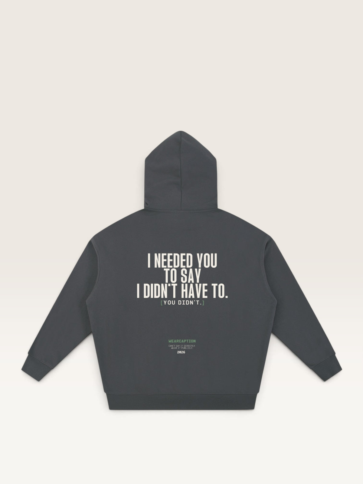 Dark Gray - I SAID I COULD HANDLE IT HOODIE, oversized heavyweight cotton-poly fleece