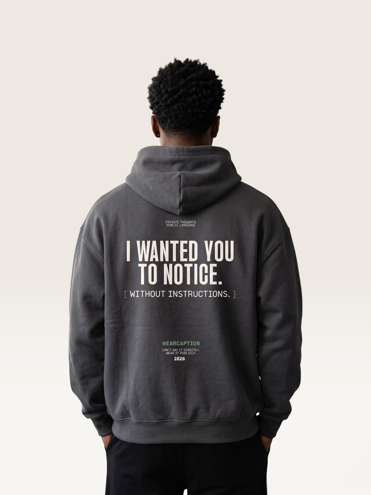 Dark Gray - I DIDN'T ASK HOODIE, oversized heavyweight cotton-poly fleece