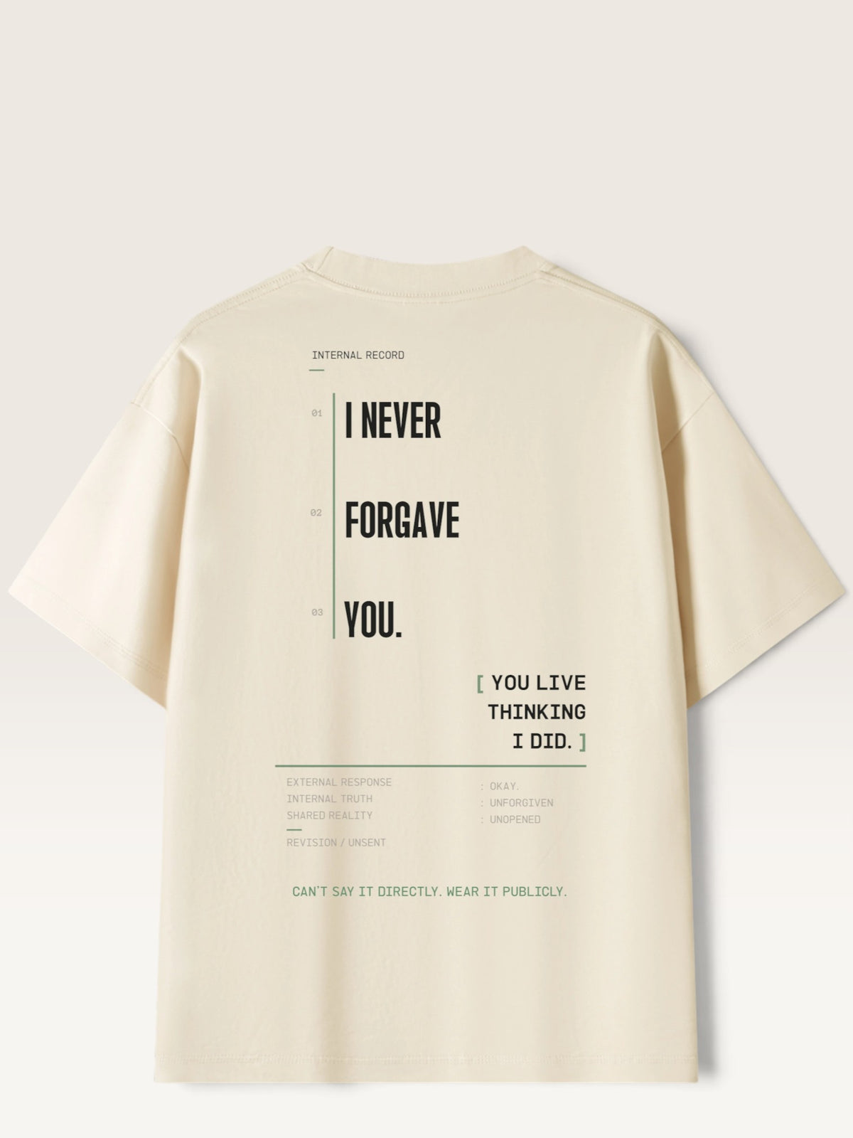 Mild Apricot - heavyweight cotton oversized t-shirt with I SAID OKAY graphic print on the front