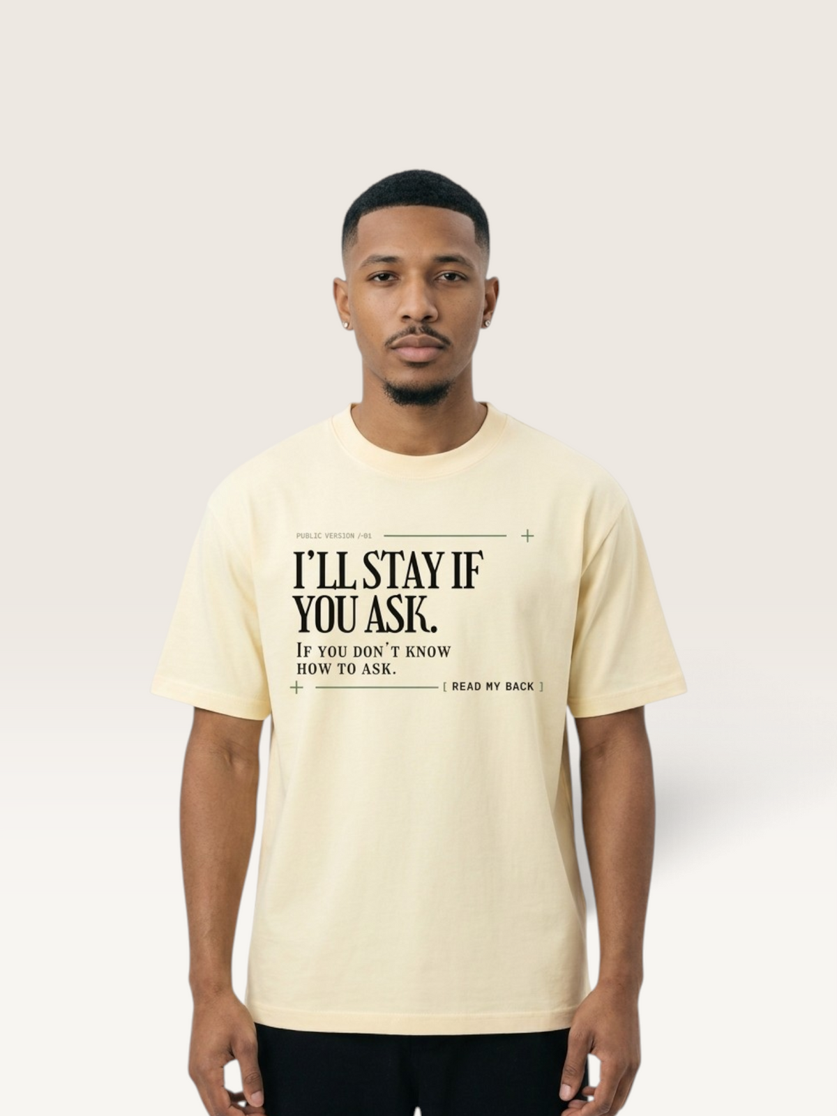 Apricot - I'LL STAY IF YOU ASK TEE, WEARCAPTION heavyweight oversized editorial view worn by man