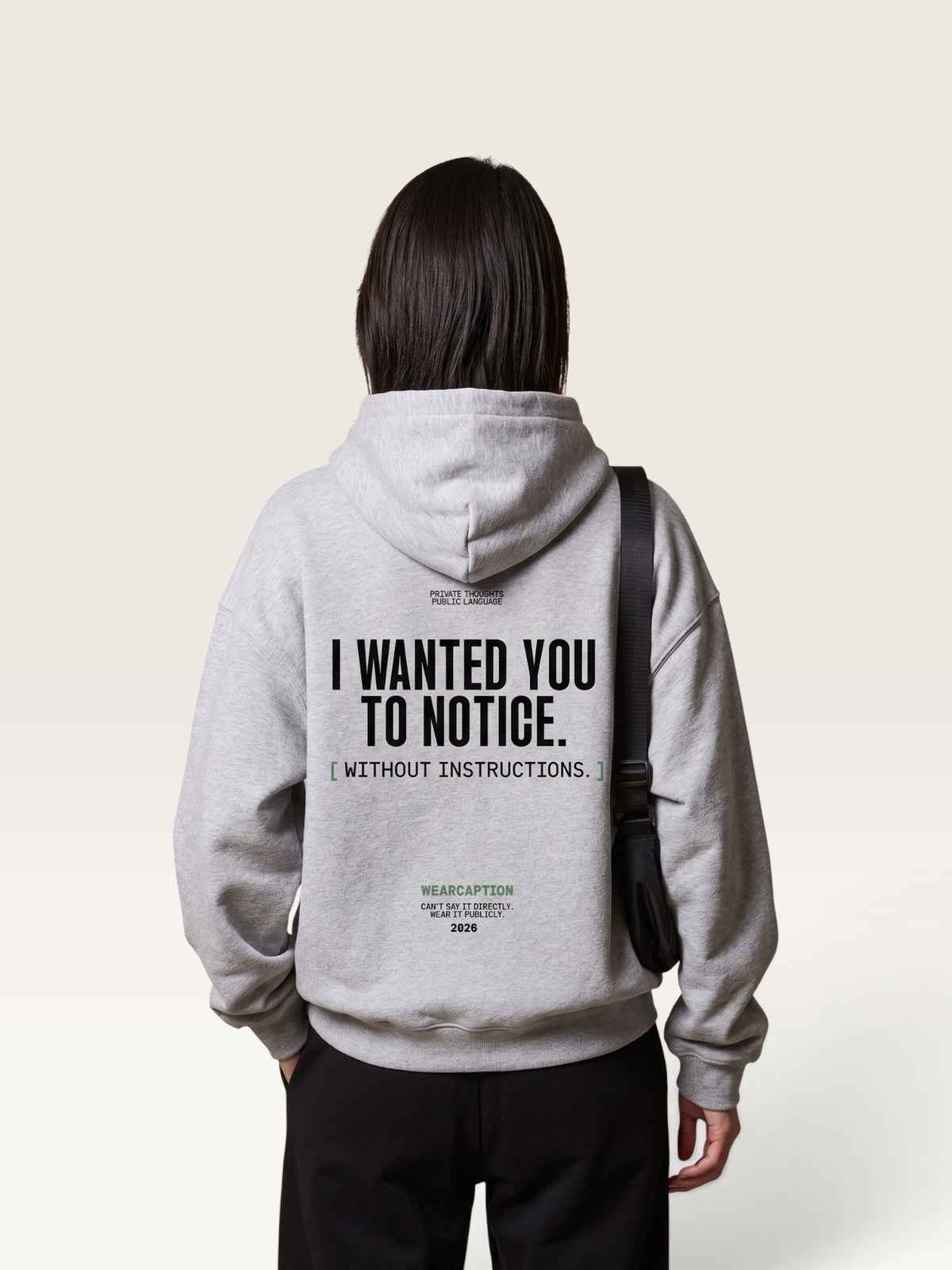 Flower Gray - I DIDN'T ASK HOODIE, oversized heavyweight cotton-poly fleece