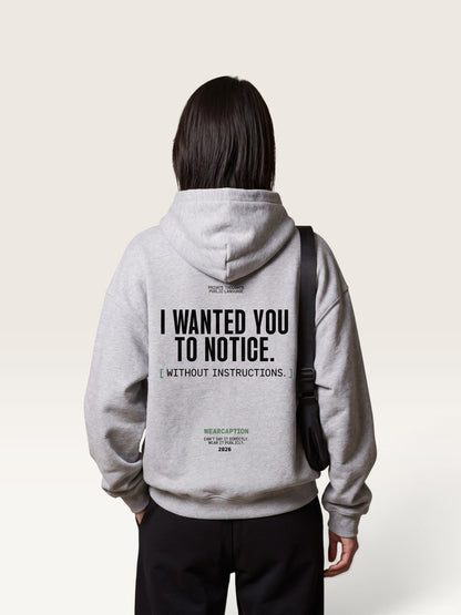 Flower Gray - I DIDN'T ASK HOODIE, oversized heavyweight cotton-poly fleece