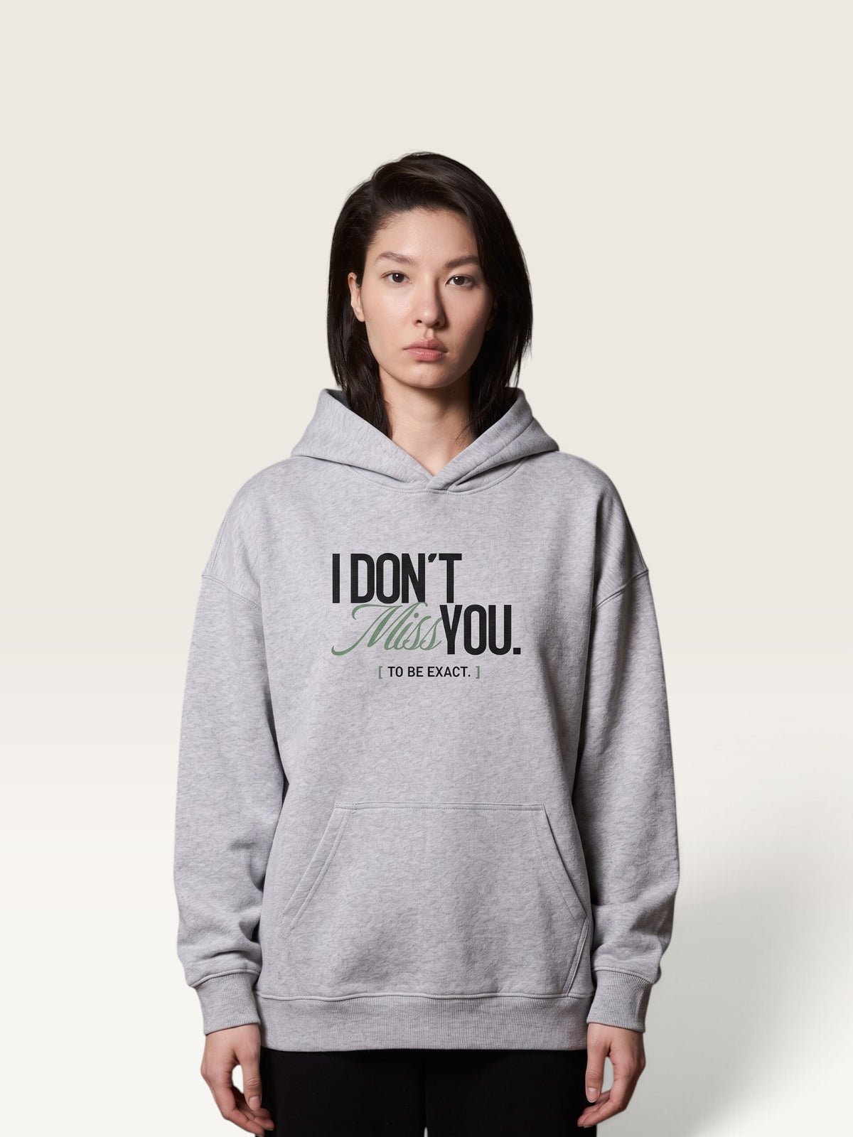 Flower Gray - I DON'T MISS YOU HOODIE, oversized heavyweight cotton-poly fleece