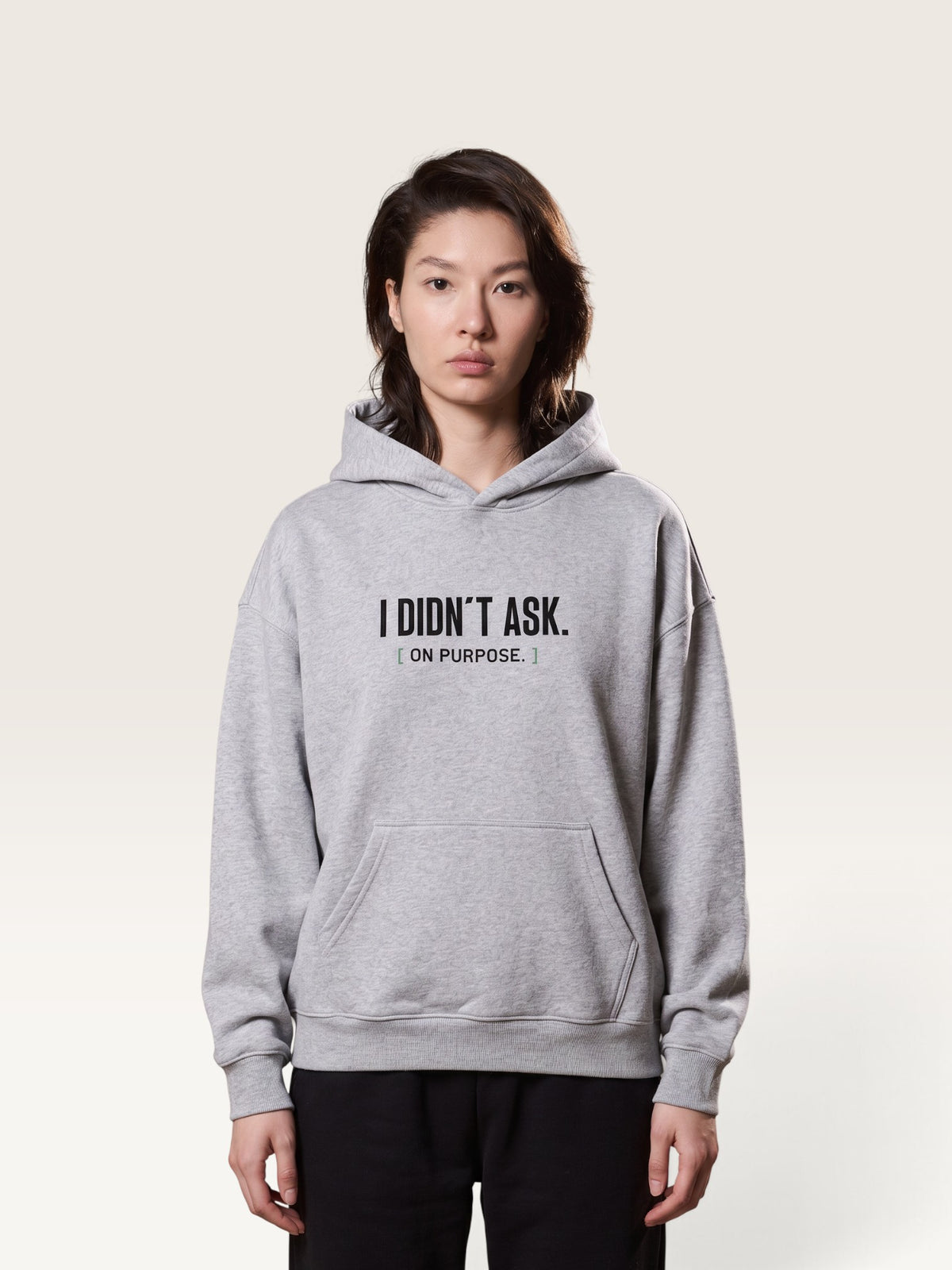 Flower Gray - I DIDN'T ASK HOODIE, oversized heavyweight cotton-poly fleece
