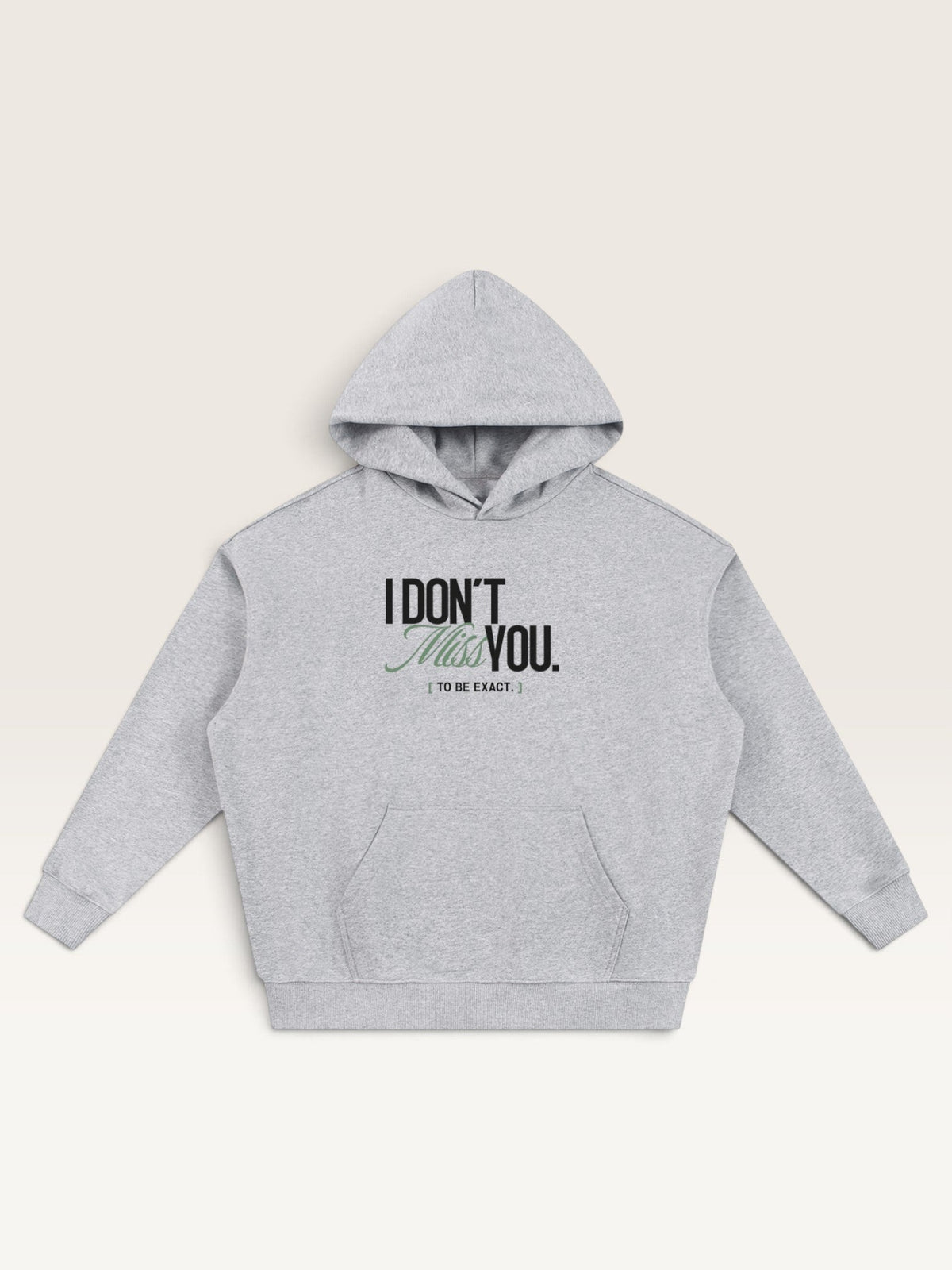 Flower Gray - I DON'T MISS YOU HOODIE, oversized heavyweight cotton-poly fleece