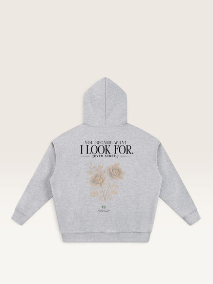 Flower Gray - YOU WEREN'T MY TYPE HOODIE, oversized heavyweight cotton-poly fleece