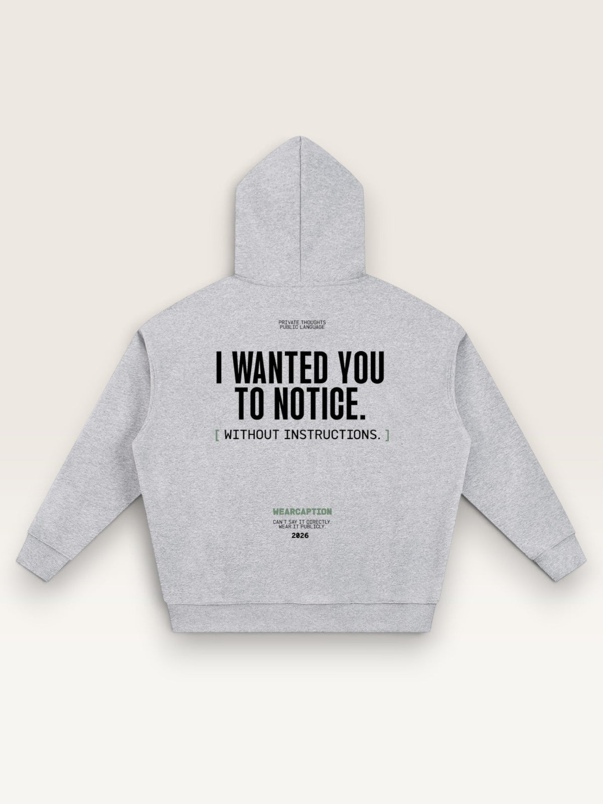 Flower Gray - I DIDN'T ASK HOODIE, oversized heavyweight cotton-poly fleece