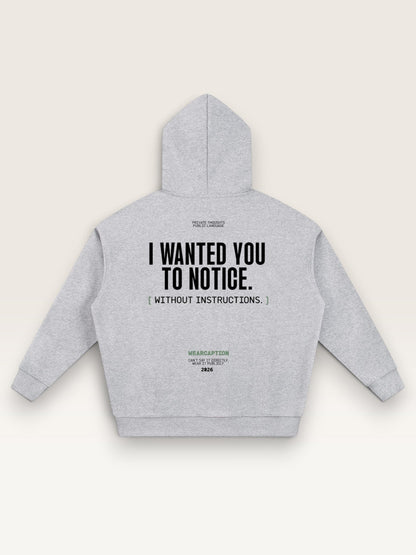Flower Gray - I DIDN'T ASK HOODIE, oversized heavyweight cotton-poly fleece