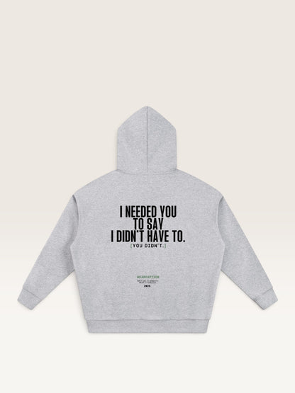 Flower Gray - I SAID I COULD HANDLE IT HOODIE, oversized heavyweight cotton-poly fleece