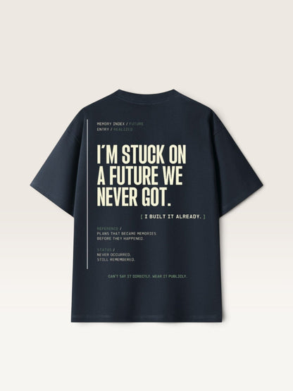 Navy Blue WEARCAPTION heavyweight black cotton oversized t-shirt with white and green graphic text on the back