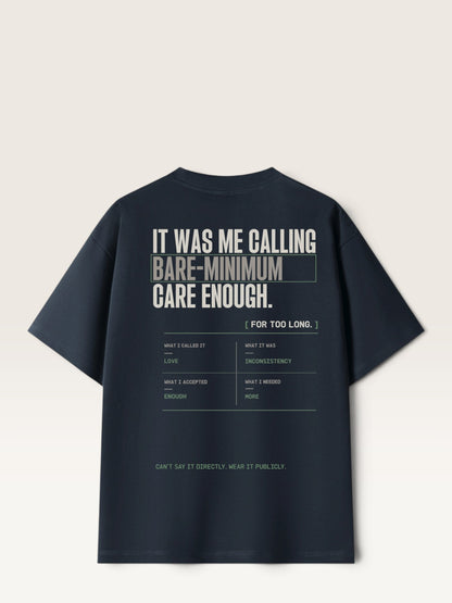 Navy Blue WEARCAPTION heavyweight cotton oversized t-shirt with white and green graphic text print on the back