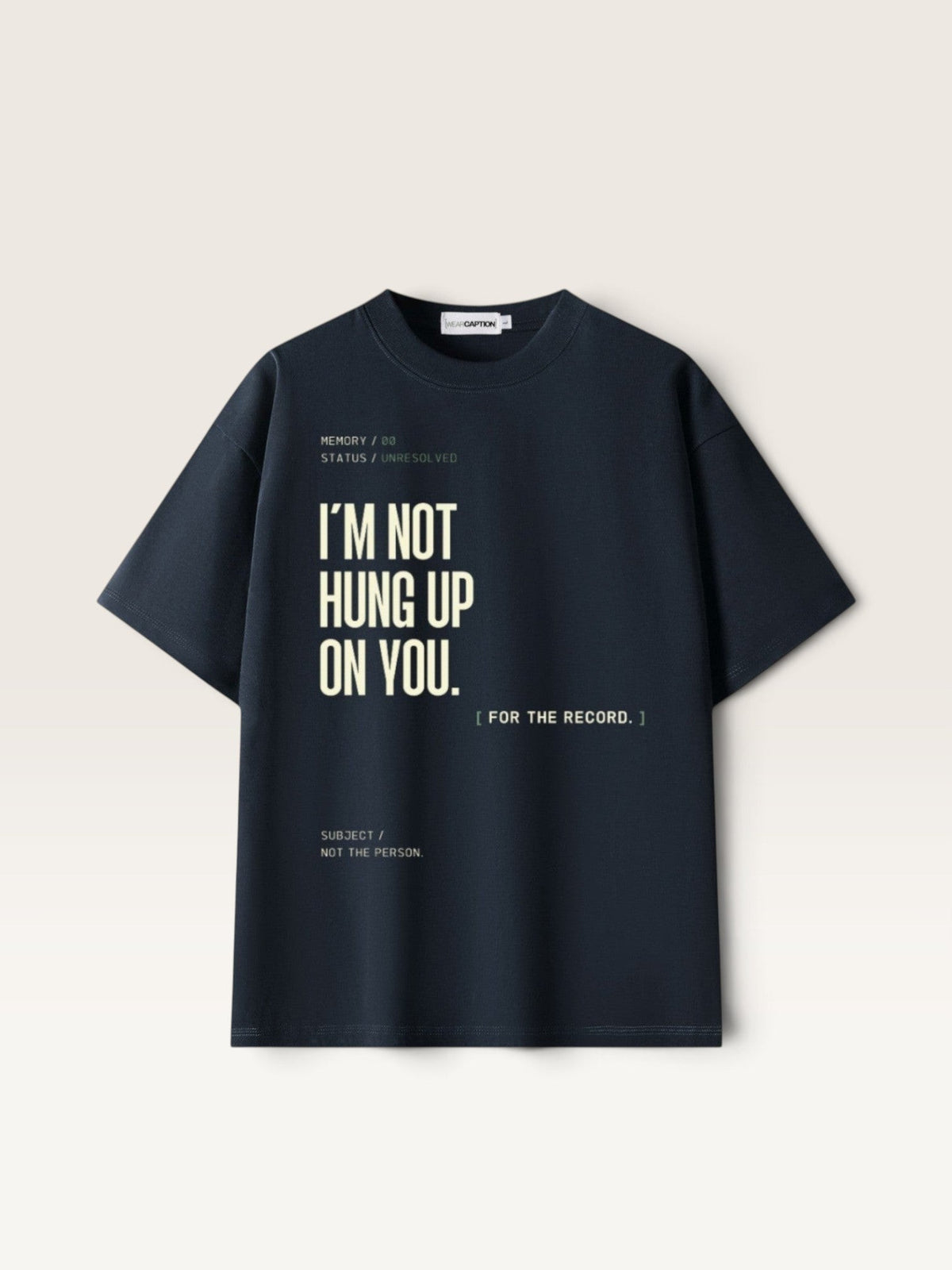 Navy Blue WEARCAPTION heavyweight black cotton oversized t-shirt with white and green graphic text print on the front