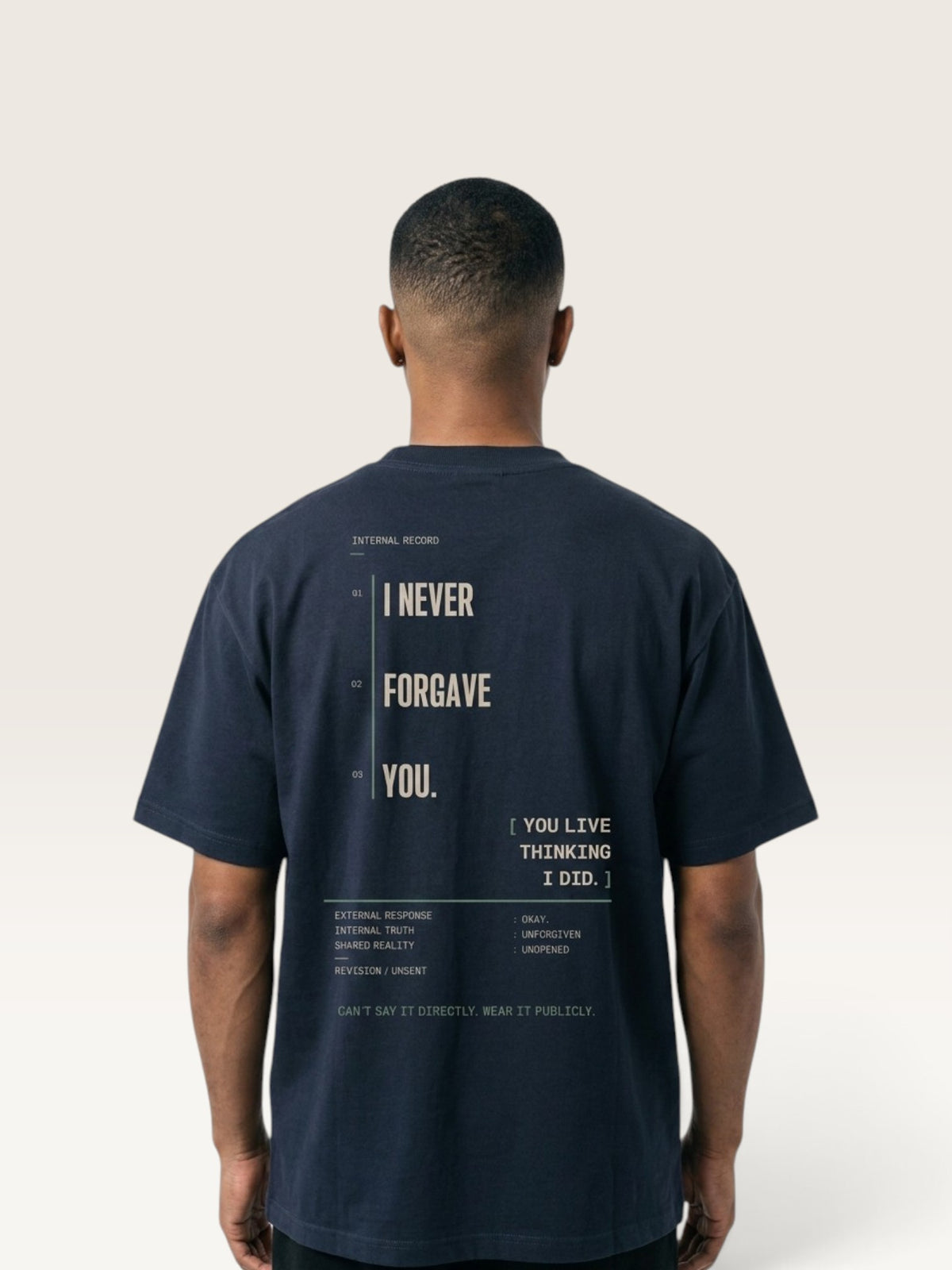 Navy Blue - heavyweight cotton oversized t-shirt with I SAID OKAY graphic print on the front