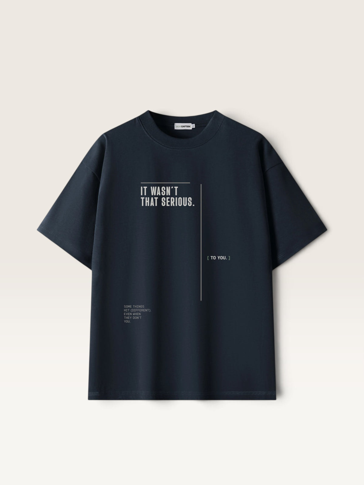 Navy Blue WEARCAPTION heavyweight black oversized cotton t-shirt with white graphic text on the front chest