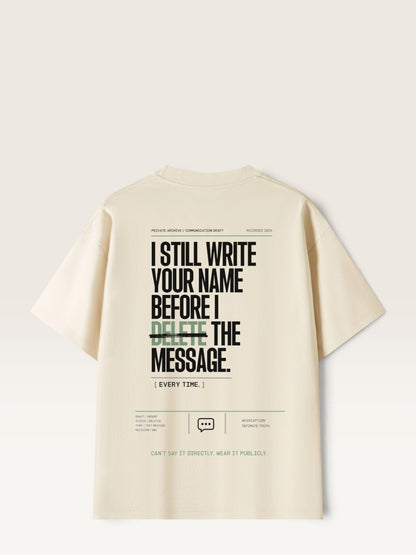 Mild Apricot  WEARCAPTION  heavyweight cotton oversized t-shirt with white I DON'T REACH OUT graphic print on the chest