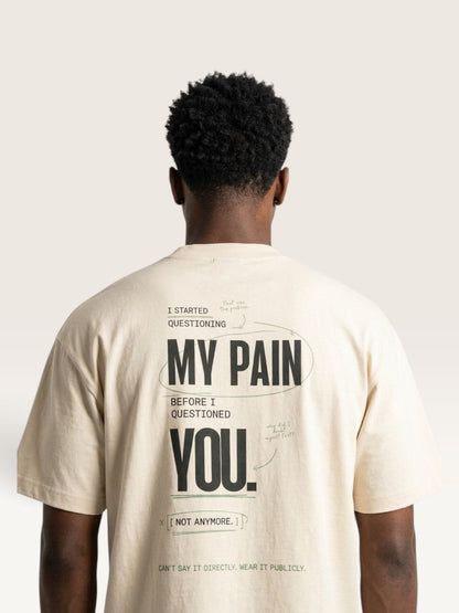 Mild Apricot - heavyweight cotton oversized t-shirt with white IT WASN'T A BIG DEAL graphic print on the front