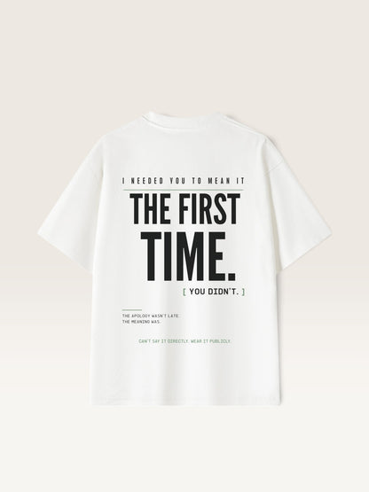White WEARCAPTION heavyweight white cotton t-shirt featuring bold black and green typographic back print design.