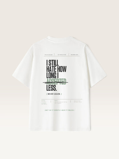 White WEARCAPTION  heavyweight cotton oversized t-shirt with white I KNOW MY WORTH graphic print on the front