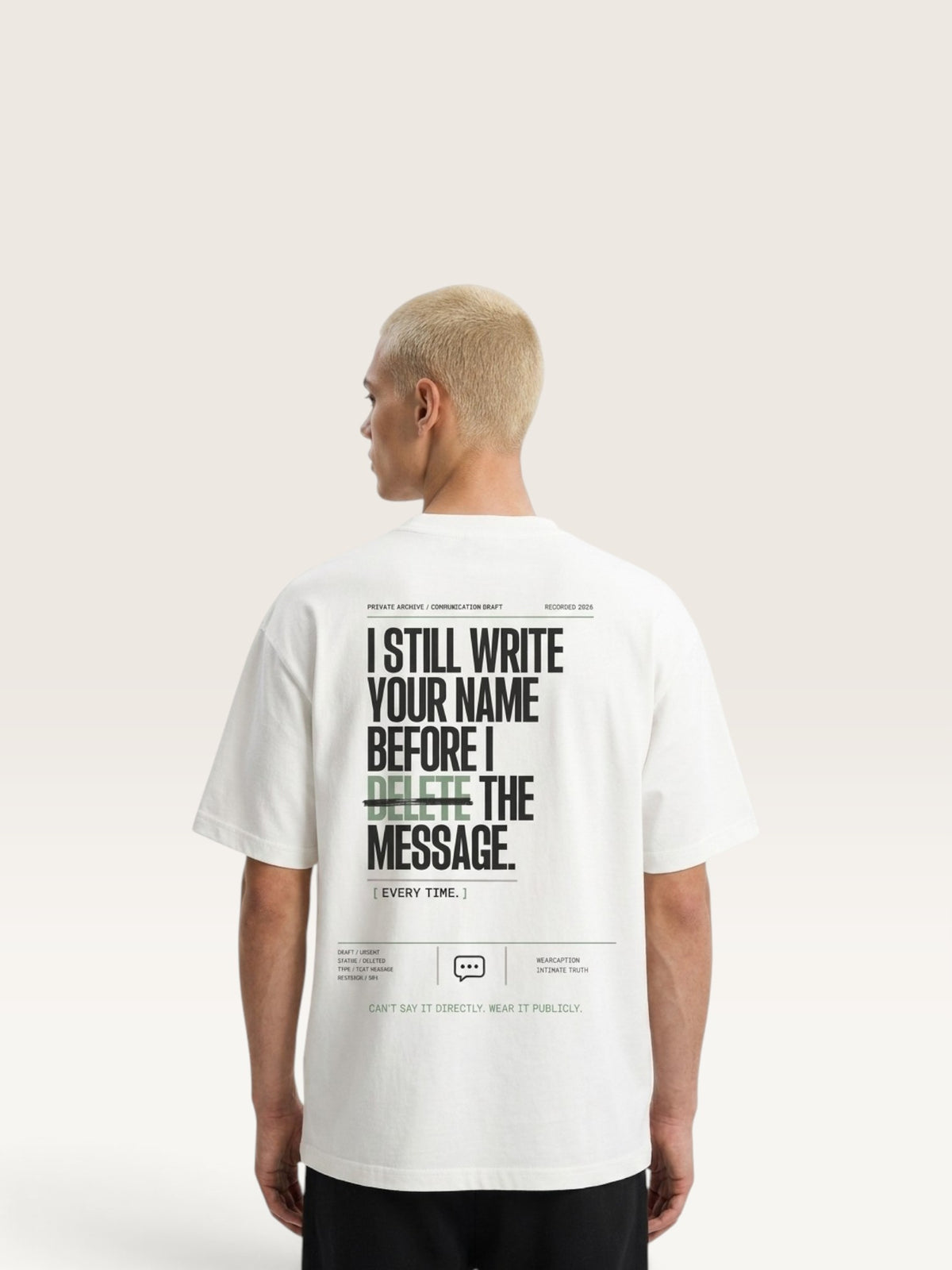 White WEARCAPTION  heavyweight cotton oversized t-shirt with white I DON'T REACH OUT graphic print on the chest