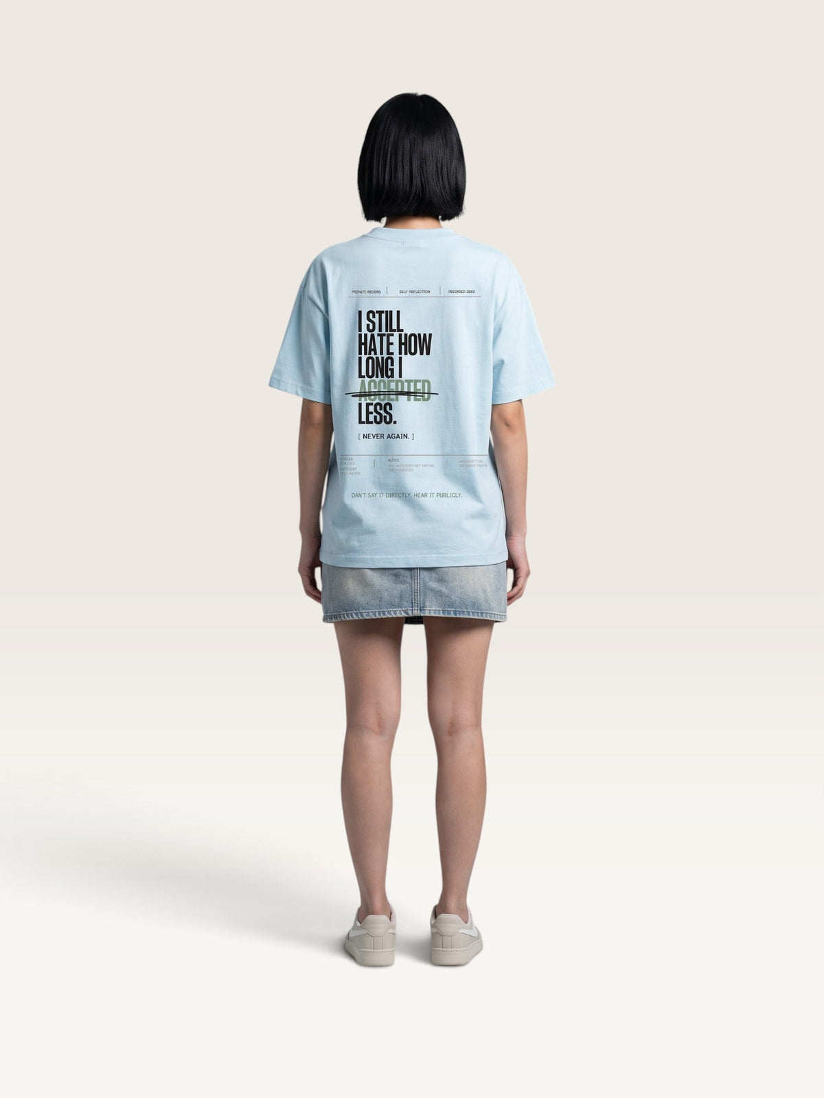 Sky Blue  WEARCAPTION  heavyweight cotton oversized t-shirt with white I KNOW MY WORTH graphic print on the front