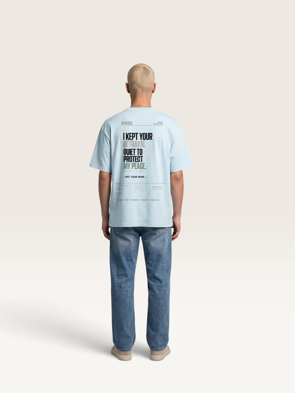 Sky Blue WEARCAPTION  heavyweight cotton oversized t-shirt with NOTHING HAPPENED PUBLIC VERSION graphic print