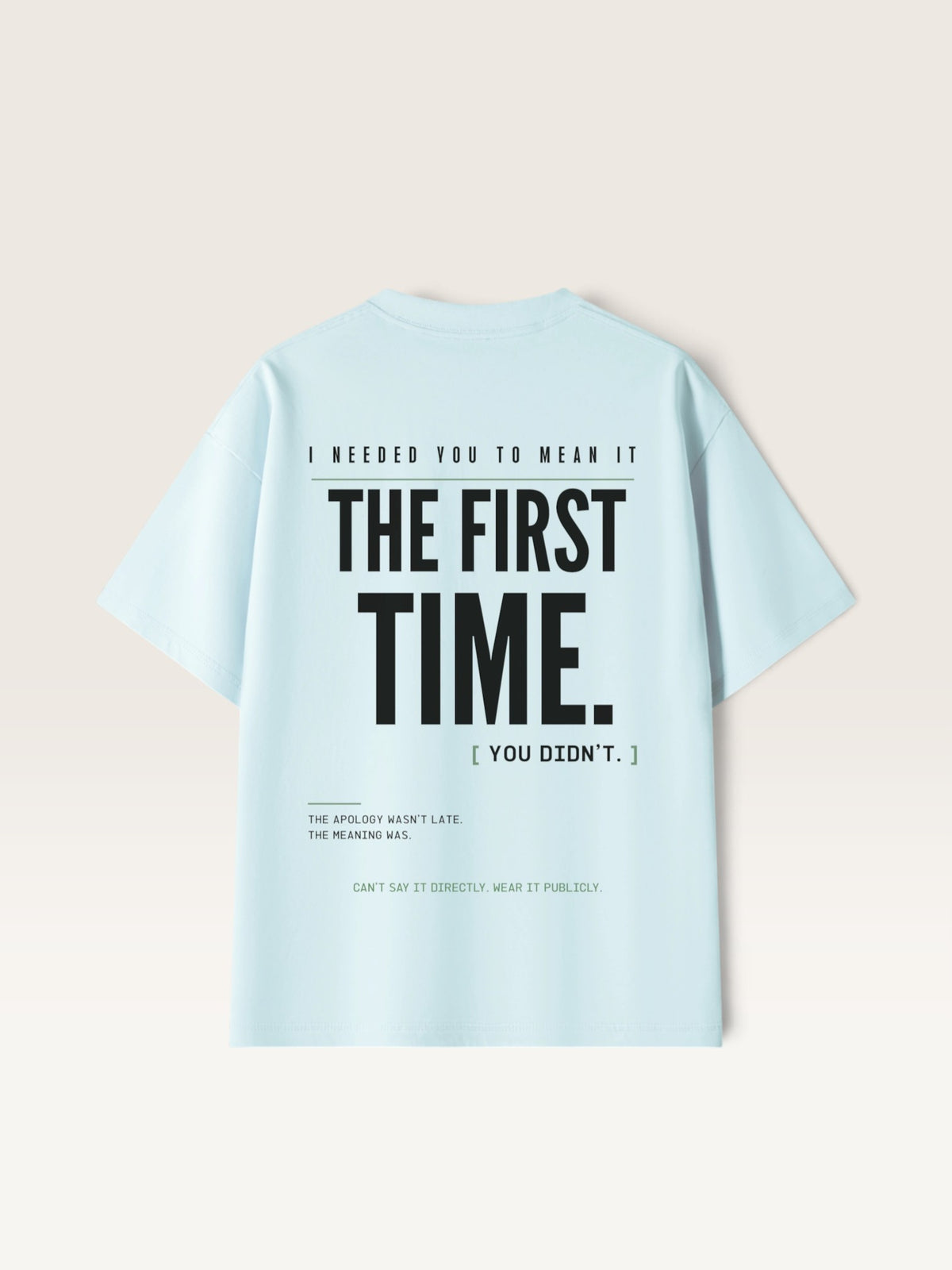 Sky Blue WEARCAPTION light blue heavyweight cotton t-shirt with black graphic text on the back, featuring an oversized fit.