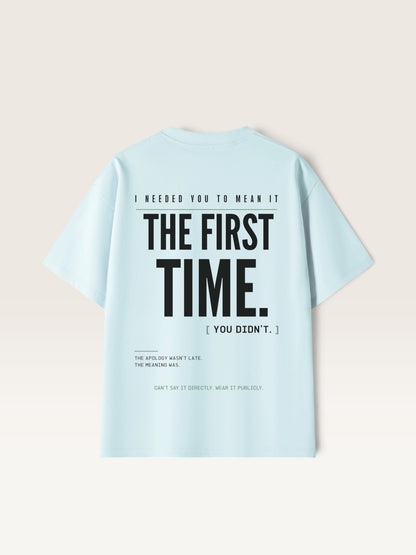 Sky Blue WEARCAPTION light blue heavyweight cotton t-shirt with black graphic text on the back, featuring an oversized fit.