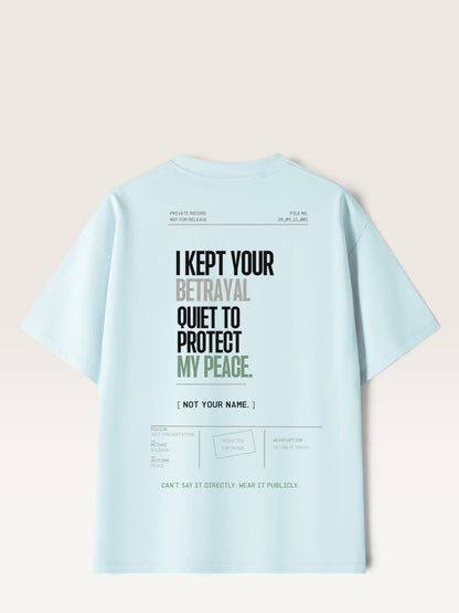 Sky Blue WEARCAPTION  heavyweight cotton oversized t-shirt with NOTHING HAPPENED PUBLIC VERSION graphic print
