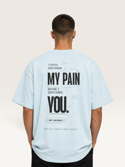 Sky Blue - heavyweight cotton oversized t-shirt with white IT WASN'T A BIG DEAL graphic print on the back