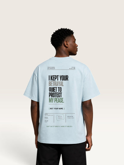 Sky Blue WEARCAPTION  heavyweight cotton oversized t-shirt with NOTHING HAPPENED PUBLIC VERSION graphic print