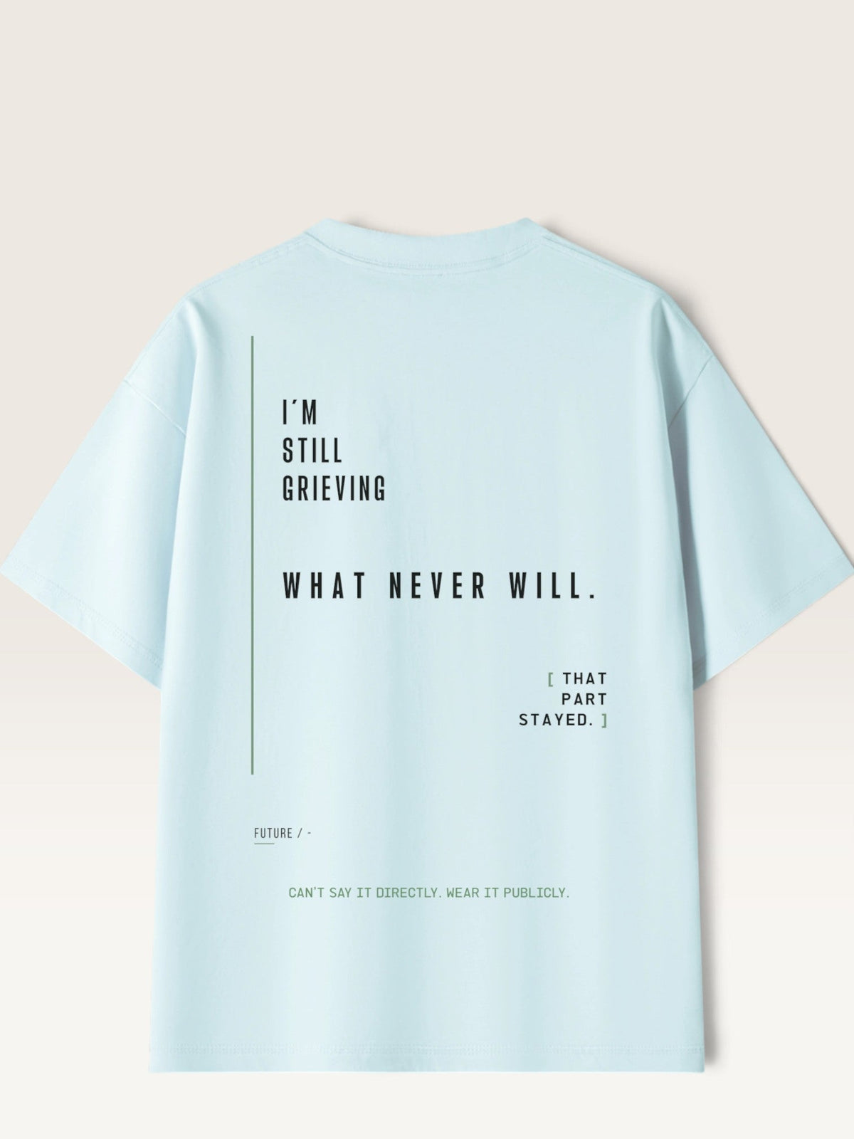 WEARCAPTION light blue heavyweight cotton oversized t-shirt with black typographic print on the back