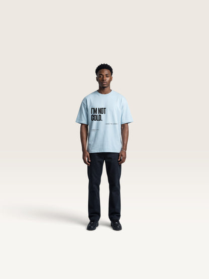 Sky Blue  WEARCAPTION heavyweight cotton oversized t-shirt with white I'M NOT COLD graphic print on the chest.
