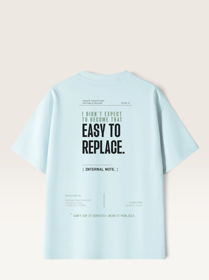 Sky Blue - WEARCAPTION heavyweight cotton oversized t-shirt with white graphic text I'M HAPPY YOU MOVED ON