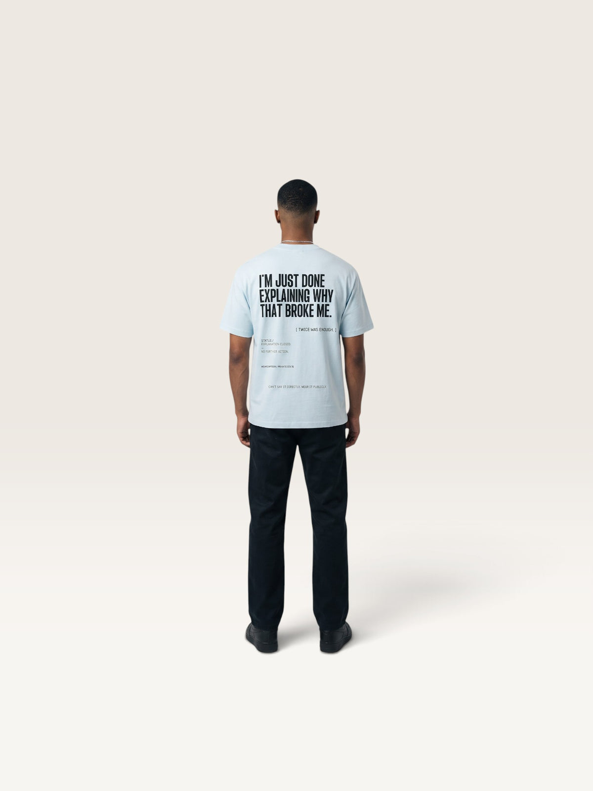 Sky Blue  WEARCAPTION heavyweight cotton oversized t-shirt with white I'M NOT COLD graphic print on the chest.
