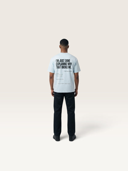 Sky Blue  WEARCAPTION heavyweight cotton oversized t-shirt with white I'M NOT COLD graphic print on the chest.