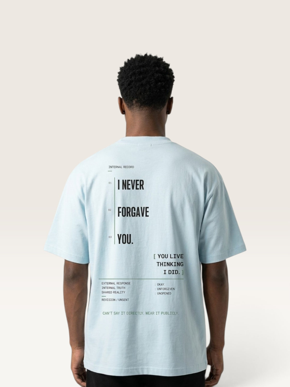 Sky Blue - heavyweight cotton oversized t-shirt with I SAID OKAY graphic print on the front