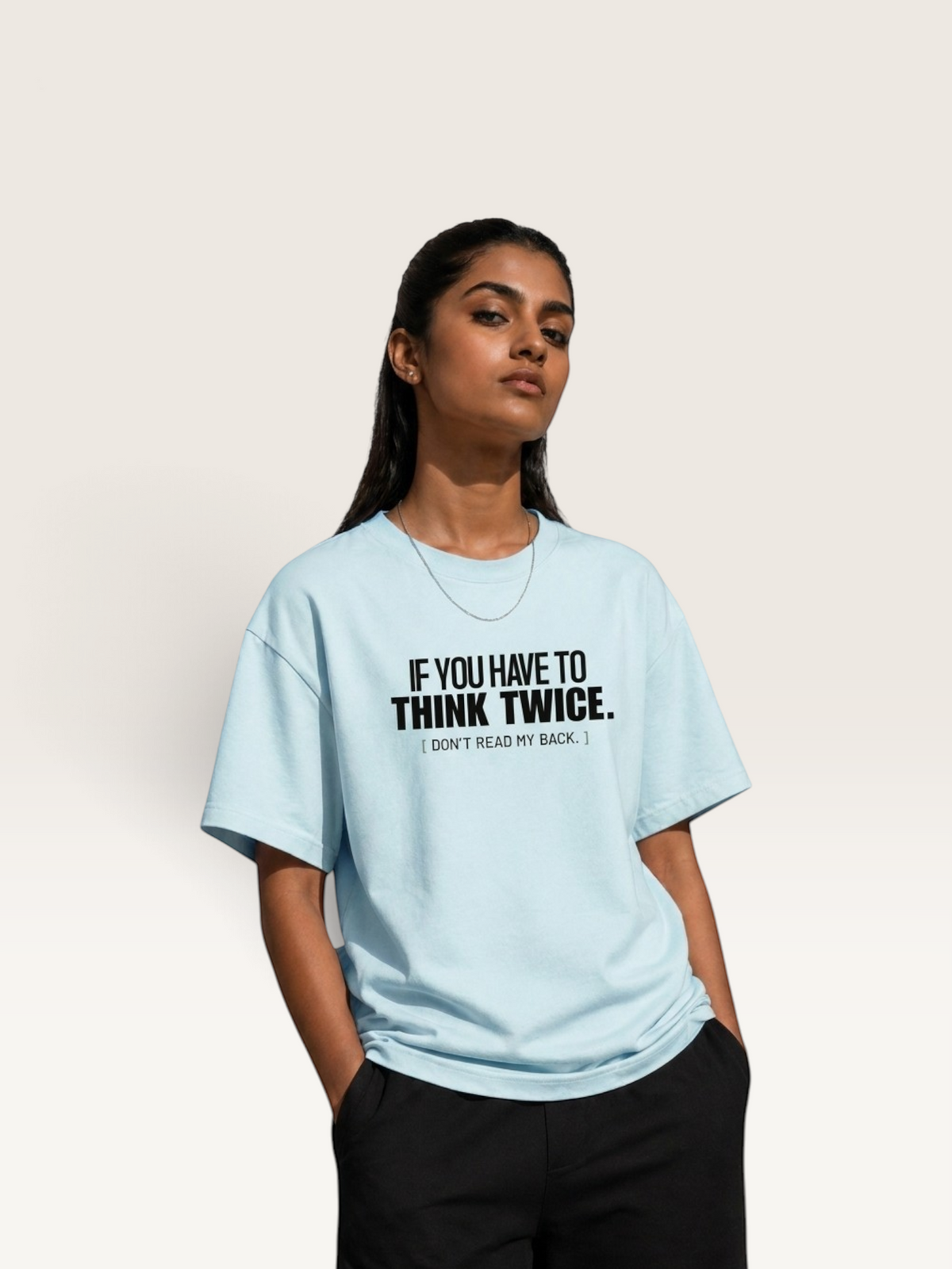 Sky Blue - DON'T READ MY BACK TEE, WEARCAPTION heavyweight oversized editorial view worn by model