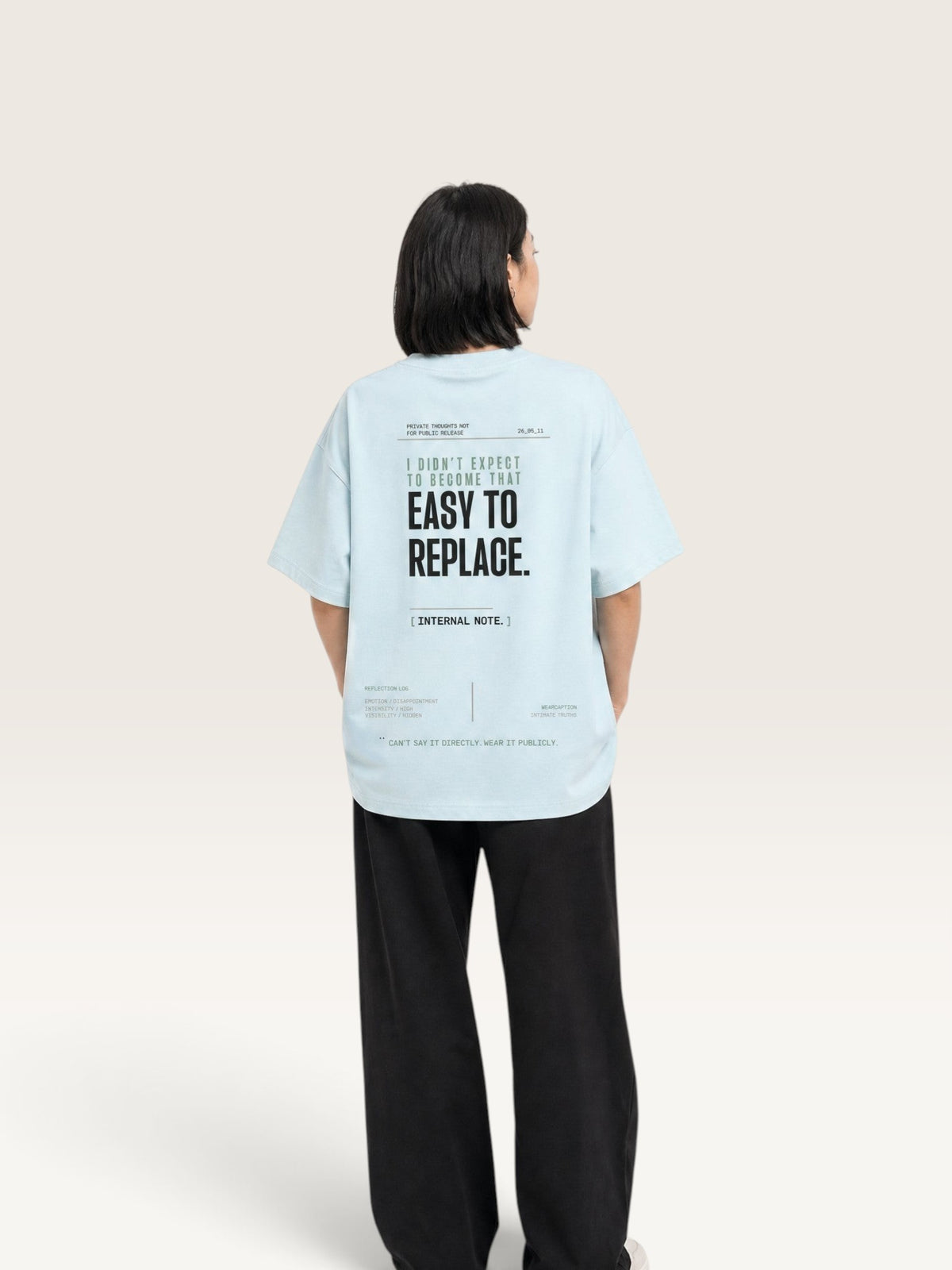 Sky Blue - WEARCAPTION heavyweight cotton oversized t-shirt with white graphic text I'M HAPPY YOU MOVED ON