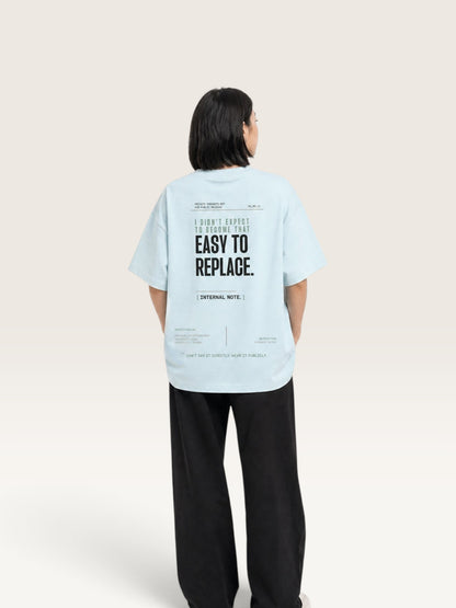 Sky Blue - WEARCAPTION heavyweight cotton oversized t-shirt with white graphic text I'M HAPPY YOU MOVED ON