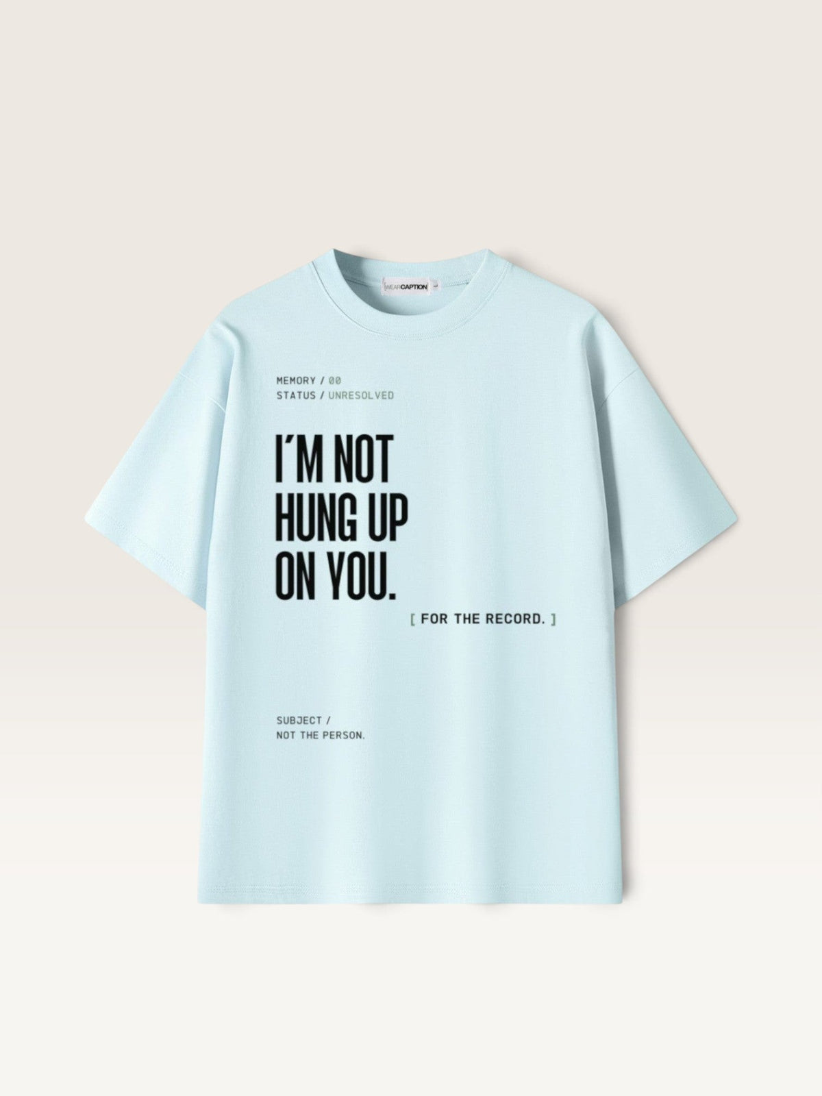 Sky Blue WEARCAPTION light blue heavyweight cotton oversized t-shirt with black typographic print on the front