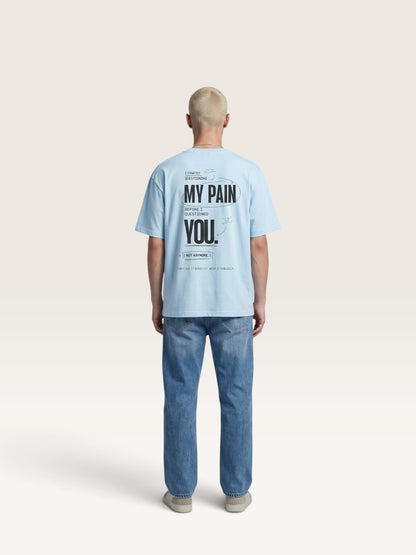 Sky Blue - heavyweight cotton oversized t-shirt with white IT WASN'T A BIG DEAL graphic print on the front