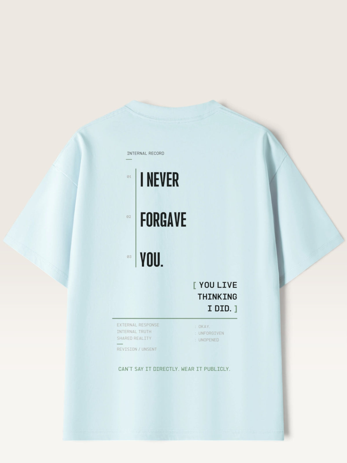 Sky Blue - heavyweight cotton oversized t-shirt with I SAID OKAY graphic print on the front