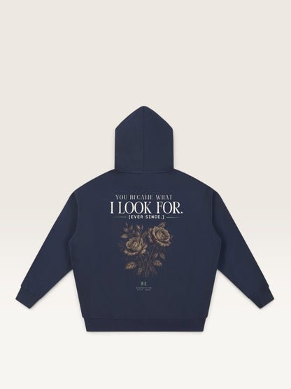 Navy Blue - YOU WEREN'T MY TYPE HOODIE, oversized heavyweight cotton-poly fleece