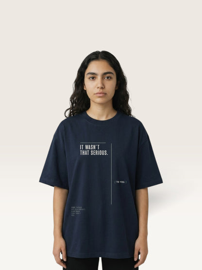 Navy Blue WEARCAPTION navy blue heavyweight cotton oversized t-shirt with white graphic text on the front